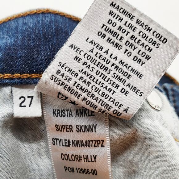 Hudson Krista Ankle Super Skinny Jeans Dark Blue Wash Busted Knee Women's Sz 27 - Picture 9 of 9